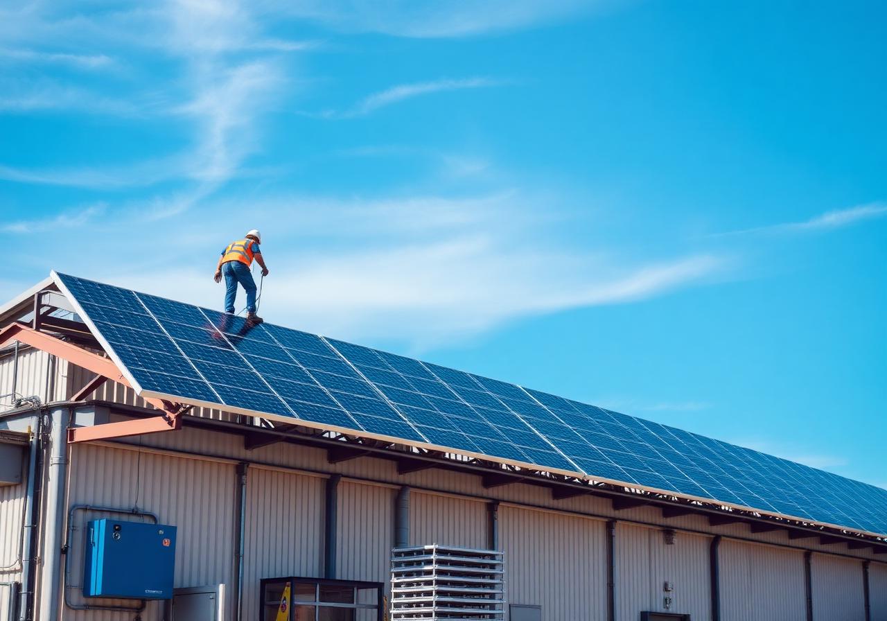 Solar installation on industrial building